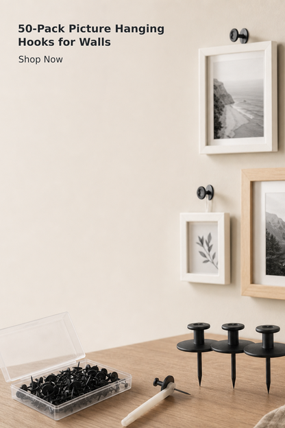50-Pack Picture Hanging Hooks for Walls