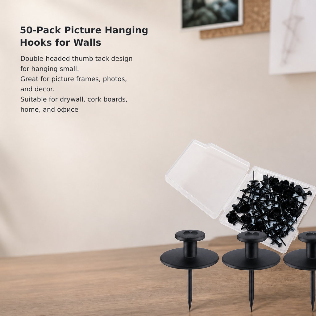 50-Pack Picture Hanging Hooks for Walls
